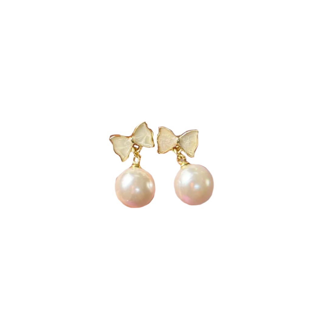 Bow Pearl Drop Earrings